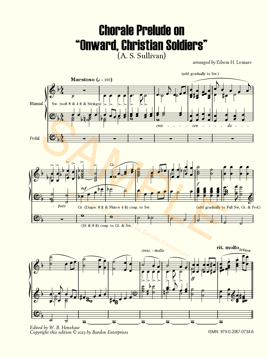 Bardon Music Organ Sheet Music Edwin H. Lemare